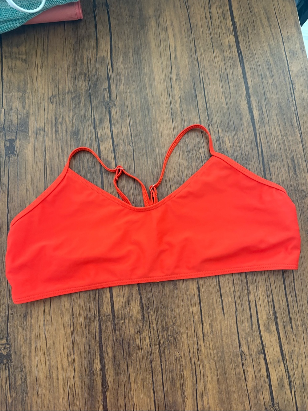 SHEIN Red Slim-Strap Swim Bralette Top